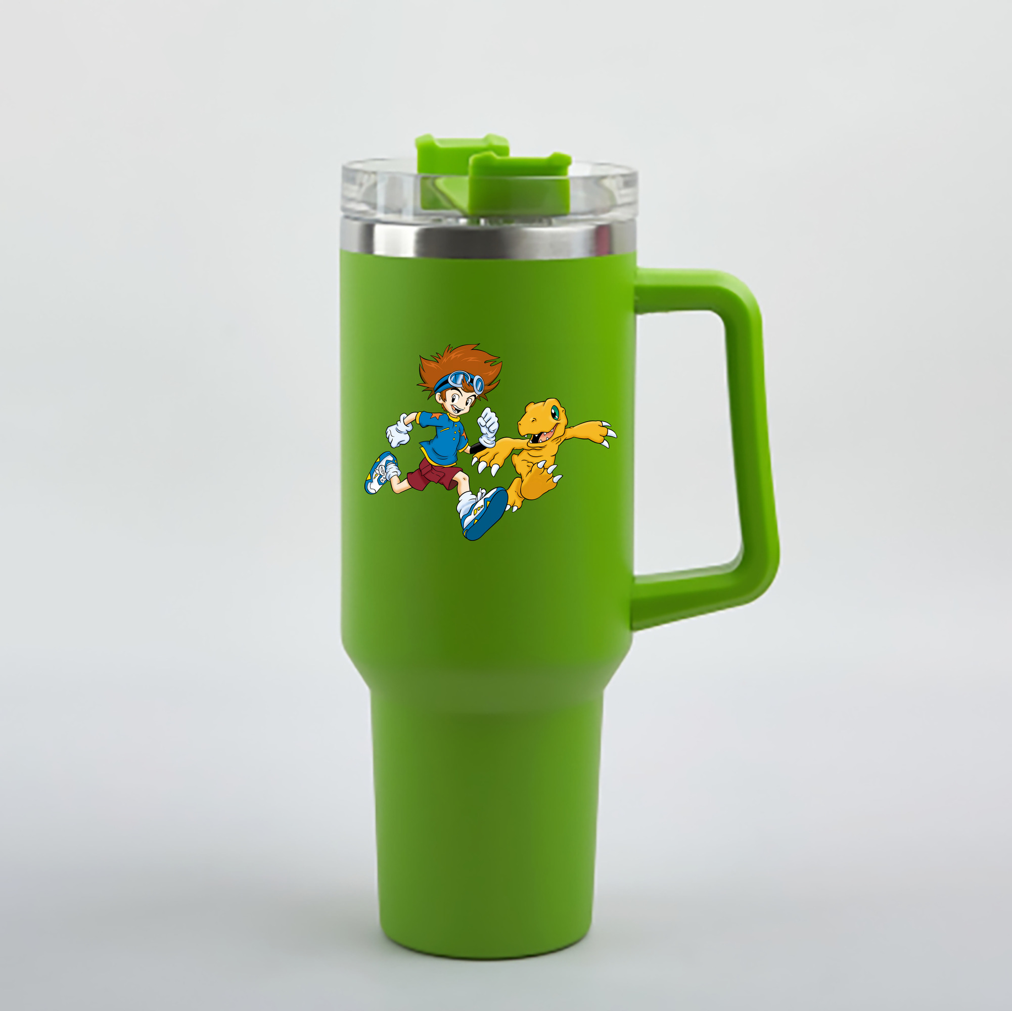 （画像用） Digimon デジタルモンスター/デジモン 1200mL車用タンブラー - クリスタルステッカー（プラスチックストロー付き）